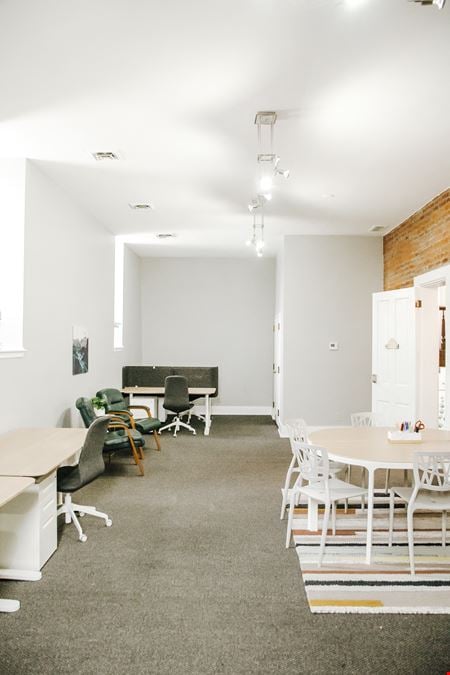 Team office, with exposed brick