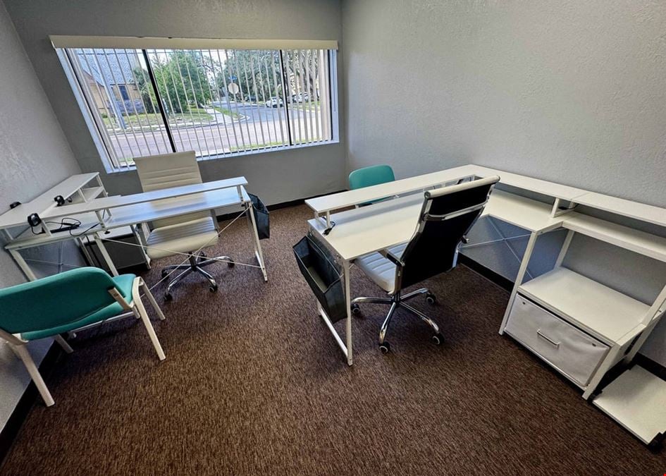 Private Office #103 (2 Desks – Window Office) – No Glass. Just Walls. Real Privacy.