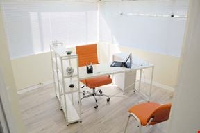 Private One Person Office  #104 – No Glass Division. Full Privacy. Double Window Executive Space.