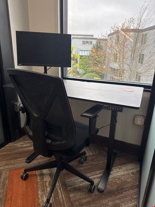 Private Window Office | Sit-Stand Desk + Cold Brew & Kombucha on Tap