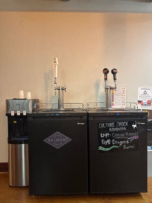 Private Window Office | Sit-Stand Desk + Cold Brew & Kombucha on Tap